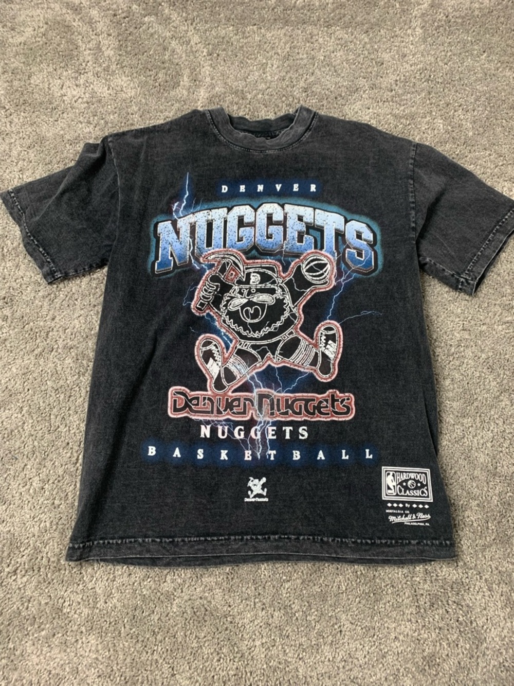 Denver Nuggets Shirt Mens Medium Black NBA Basketball Mitchell & Ness Graphic